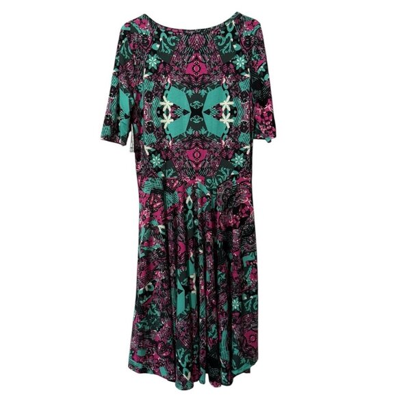 Lularoe Nicole Retro 80's Colorful Stretch Dress Size 2XL  Artsy Skater City NWT - Picture 2 of 13